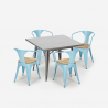 table 80x80cm + 4 chaises style Lix industriel cuisine bar restaurant century top light Choix