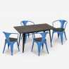 table 120x60cm + 4 chaises style industriel salle à manger cuisine caster wood Achat