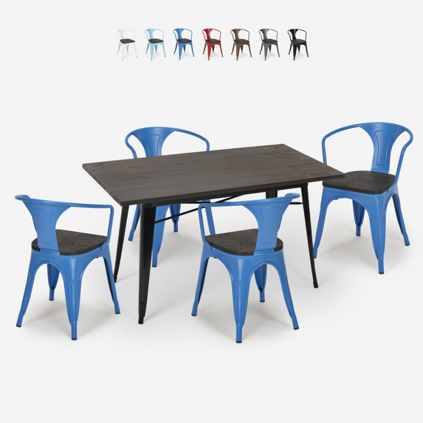 table 120x60cm + 4 chaises style industriel salle à manger cuisine caster wood Offre table 120x60cm + 4 chaises style industriel salle à manger cuisine caster wood Offre