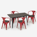 table 120x60cm + 4 chaises style industriel salle à manger cuisine caster wood 
