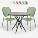 Table Ronde Noire 80cm + 2 Chaises jardin terrasse bar restaurant Valet Dark Catalogue