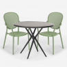 Table Ronde Noire 80cm + 2 Chaises jardin terrasse bar restaurant Valet Dark 