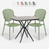 Table Carrée 70x70cm Noire + 2 Chaises jardin terrasse bar restaurant Lavett Dark Catalogue