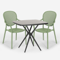 Table Carrée 70x70cm Noire + 2 Chaises jardin terrasse bar restaurant Lavett Dark 