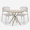 Table Ronde 80cm Beige + 2 Chaises Design Moderne jardin bar restaurant Gianum Modèle