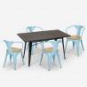 table 120x60cm industriel + 4 chaises style Lix bar restaurant cuisine caster top light Catalogue