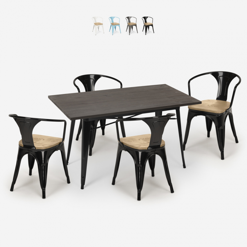 table 120x60cm industriel + 4 chaises style bar restaurant cuisine caster top light Remises table 120x60cm industriel + 4 chaises style bar restaurant cuisine caster top light Remises