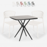 Ensemble 2 Chaises et 1 Table Carrée Noire 70x70cm Design pour Extérieur Jardin bar restaurant terrasse Magus Dark Vente