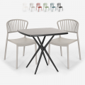 Ensemble 2 Chaises et 1 Table Carrée Noire 70x70cm Design pour Extérieur Jardin bar restaurant terrasse Magus Dark Promotion
