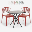 Ensemble 2 Chaises et 1 Table Carrée Noire 70x70cm Design pour Extérieur Jardin bar restaurant terrasse Magus Dark Réductions