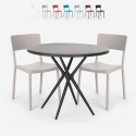 Ensemble Table Ronde Noire 80cm et 2 Chaises Design Moderne pour jardin restaurant bar Aminos Dark Choix