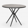 Ensemble Table Ronde Noire 80cm et 2 Chaises Design Moderne pour jardin restaurant bar Aminos Dark 