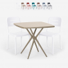 Ensemble Table Carrée Beige Polypropylène 70x70cm et 2 Chaises Design pour jardin restaurant bar Larum Dimensions
