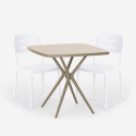 Ensemble Table Carrée Beige Polypropylène 70x70cm et 2 Chaises Design pour jardin restaurant bar Larum Achat