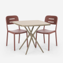 Ensemble Table Carrée Beige Polypropylène 70x70cm et 2 Chaises Design pour jardin restaurant bar Larum Offre