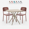 Ensemble Table Carrée Beige Polypropylène 70x70cm et 2 Chaises Design pour jardin restaurant bar Larum Promotion