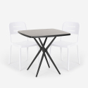 Ensemble 2 Chaises Design Moderne et 1 Table Carrée Noire 70x70cmpour Jardin Restaurant Bar Larum Dark Caractéristiques