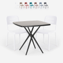 Ensemble 2 Chaises Design Moderne et 1 Table Carrée Noire 70x70cmpour Jardin Restaurant Bar Larum Dark Choix