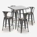 table 60x60cm + 4 tabourets style bar cuisine bucket 