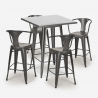 table 60x60cm + 4 tabourets style bar cuisine bucket 