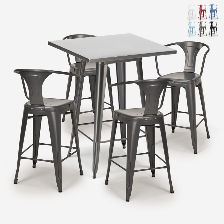 table 60x60cm + 4 tabourets style bar cuisine bucket Remises table 60x60cm + 4 tabourets style bar cuisine bucket Remises