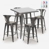 table 60x60cm + 4 tabourets style bar cuisine bucket Remises