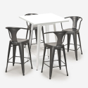 table 60x60cm blanc métal + 4 tabourets bar cuisine bucket white Réductions