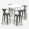 table 60x60cm blanc métal + 4 tabourets bar cuisine bucket white Réductions
