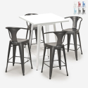table 60x60cm blanc métal + 4 tabourets bar cuisine bucket white Promotion