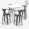 table 60x60cm blanc métal + 4 tabourets bar cuisine bucket white Promotion