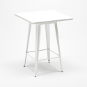 table 60x60cm blanc métal + 4 tabourets bar cuisine bucket white 