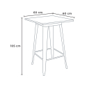 table 60x60cm blanc métal + 4 tabourets bar cuisine bucket white 