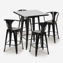 table haute noire 60x60cm + 4 tabourets bar cuisine bucket black Achat