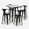 table haute noire 60x60cm + 4 tabourets bar cuisine bucket black Achat
