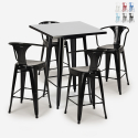 table haute noire 60x60cm + 4 tabourets bar cuisine bucket black Réductions
