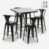 table haute noire 60x60cm + 4 tabourets bar cuisine bucket black Réductions