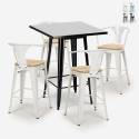 ensemble table noire 60x60cm industriel 4 tabourets bucket black top light Remises