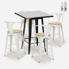 ensemble table noire 60x60cm industriel 4 tabourets bucket black top light Remises