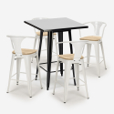 ensemble table noire 60x60cm industriel 4 tabourets bucket black top light Caractéristiques