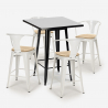 ensemble table noire 60x60cm industriel 4 tabourets bucket black top light Caractéristiques