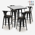 table haute noire 60x60cm et 4 tabourets style bois métal bucket wood black Choix