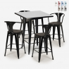 table haute noire 60x60cm et 4 tabourets style bois métal bucket wood black Choix