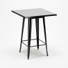 table haute noire 60x60cm et 4 tabourets style bois métal bucket wood black 