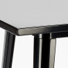 table haute noire 60x60cm et 4 tabourets style Lix bois métal bucket wood black 