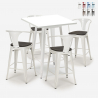 ensemble 4 tabourets table haute 60x60cm métal blanc bucket wood white Vente