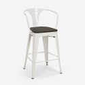 ensemble 4 tabourets table haute 60x60cm métal blanc bucket wood white 
