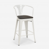 ensemble 4 tabourets table haute 60x60cm métal blanc bucket wood white 