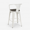 ensemble 4 tabourets table haute 60x60cm métal blanc bucket wood white 