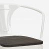 ensemble 4 tabourets table haute 60x60cm métal blanc bucket wood white 