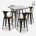 ensemble table 60x60cm 4 tabourets bar cuisine industriel bucket top light Promotion